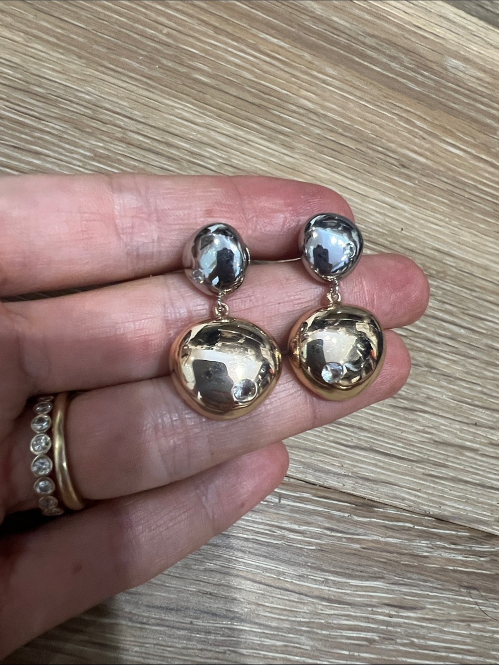 ettika Mixed Metal Drop Earrings in Gold and Silver